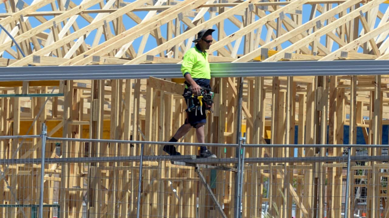 A construction worker at a building site
