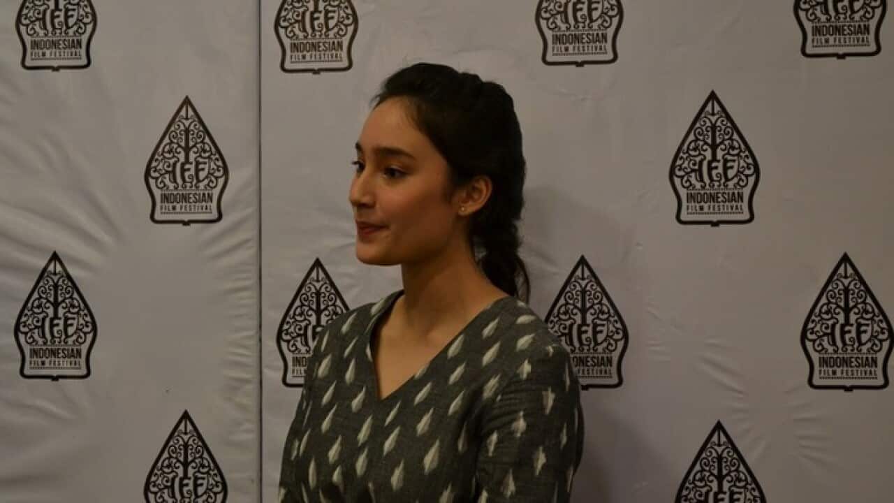 Star of film Negeri van Oranje, Tatjana Saphira at the showing of the film at the Melbourne Indonesian Film Festival 2016