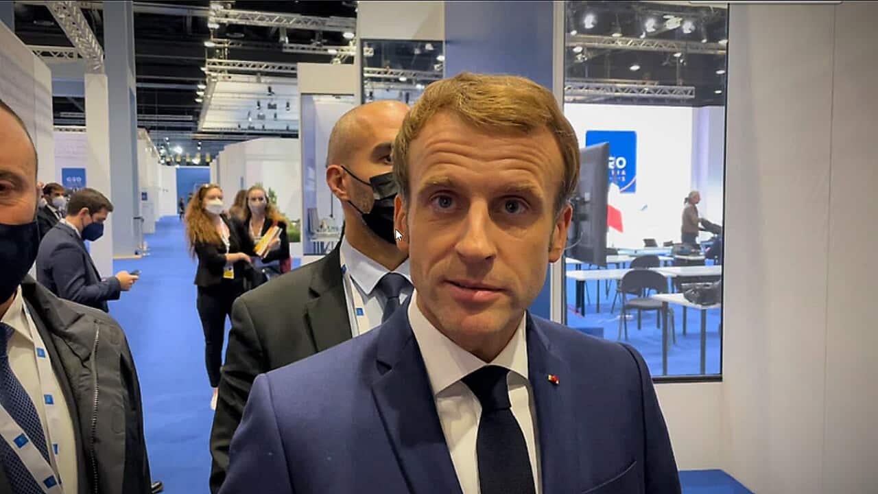 President Macron speaks to Australian journalists.