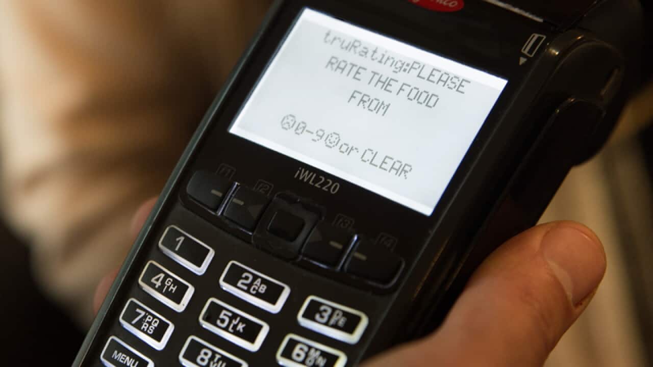 a customer using an EFTPOS terminal.