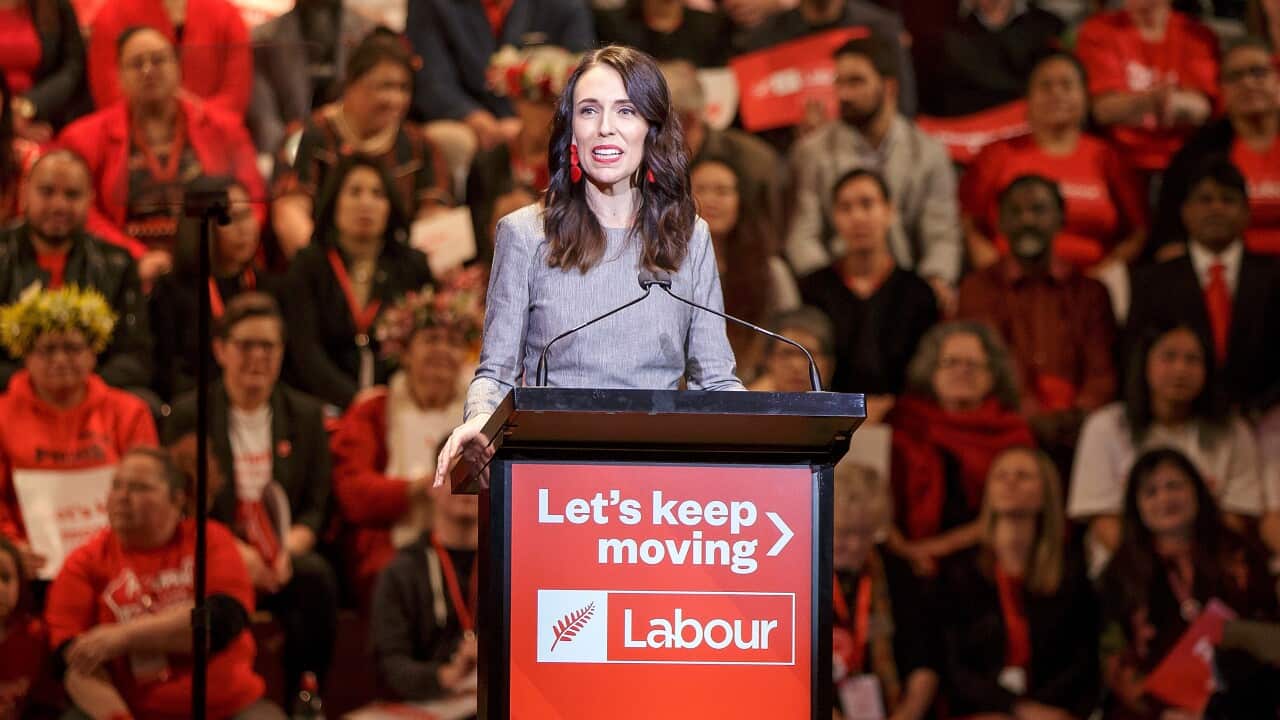 New Zealand Prime Minister Jacinda Ardern speaking at the Labour Party campaign launch in Auckland