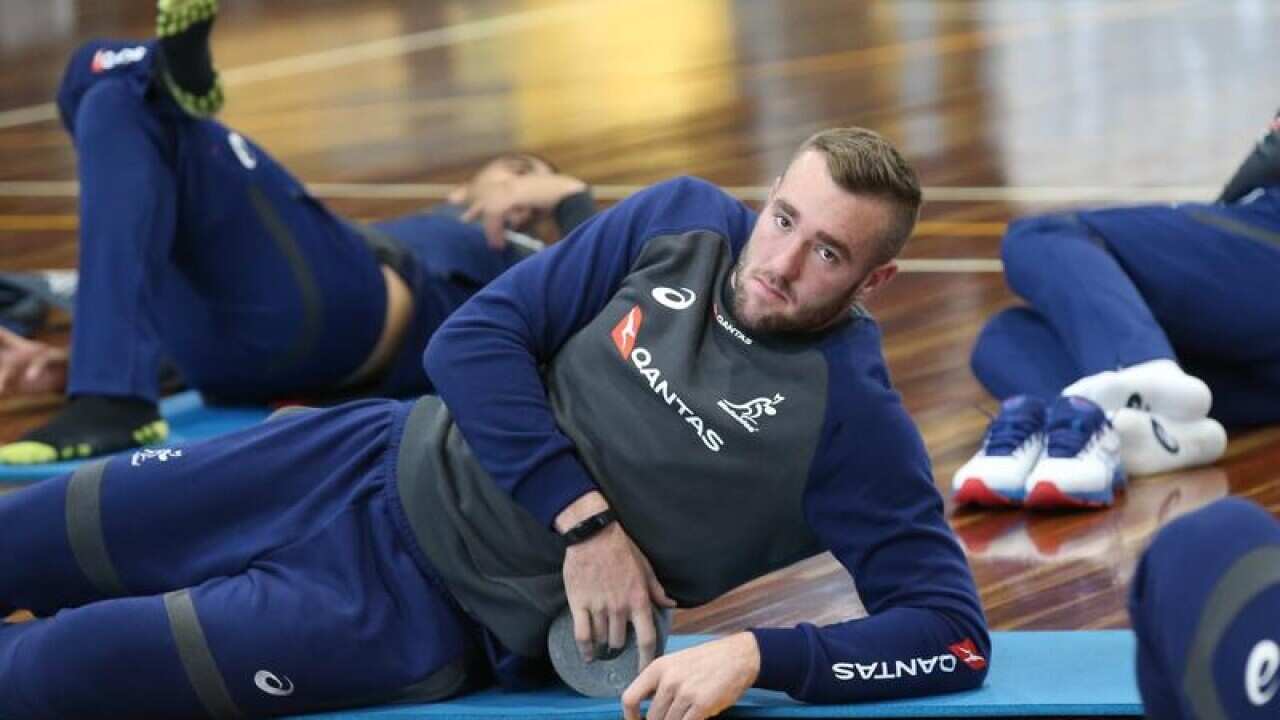 Izack Rodda during an Australia Rugby Wallabies recovery session.