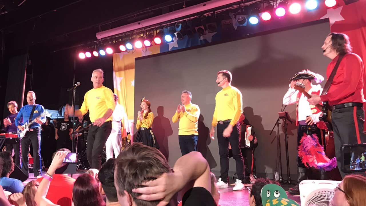 The second Wiggle's bushfre relief concert went ahead on Saturday evening without original Yellow Wiggle Greg Page.