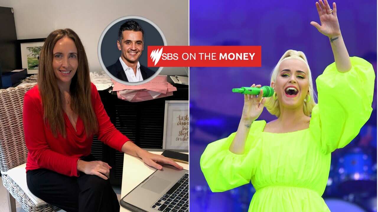 An image of Sydney fashion designer Katie Jane Taylor on the left and pop star Katy Perry on the right.