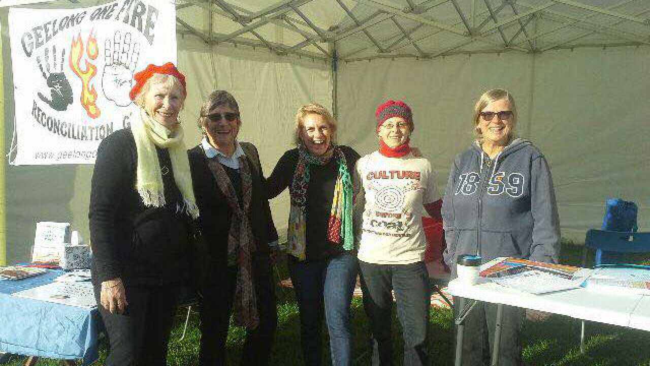 Members of Geelong One Fire Reconciliation group. Reconciliation in the Park 2018. Geelong