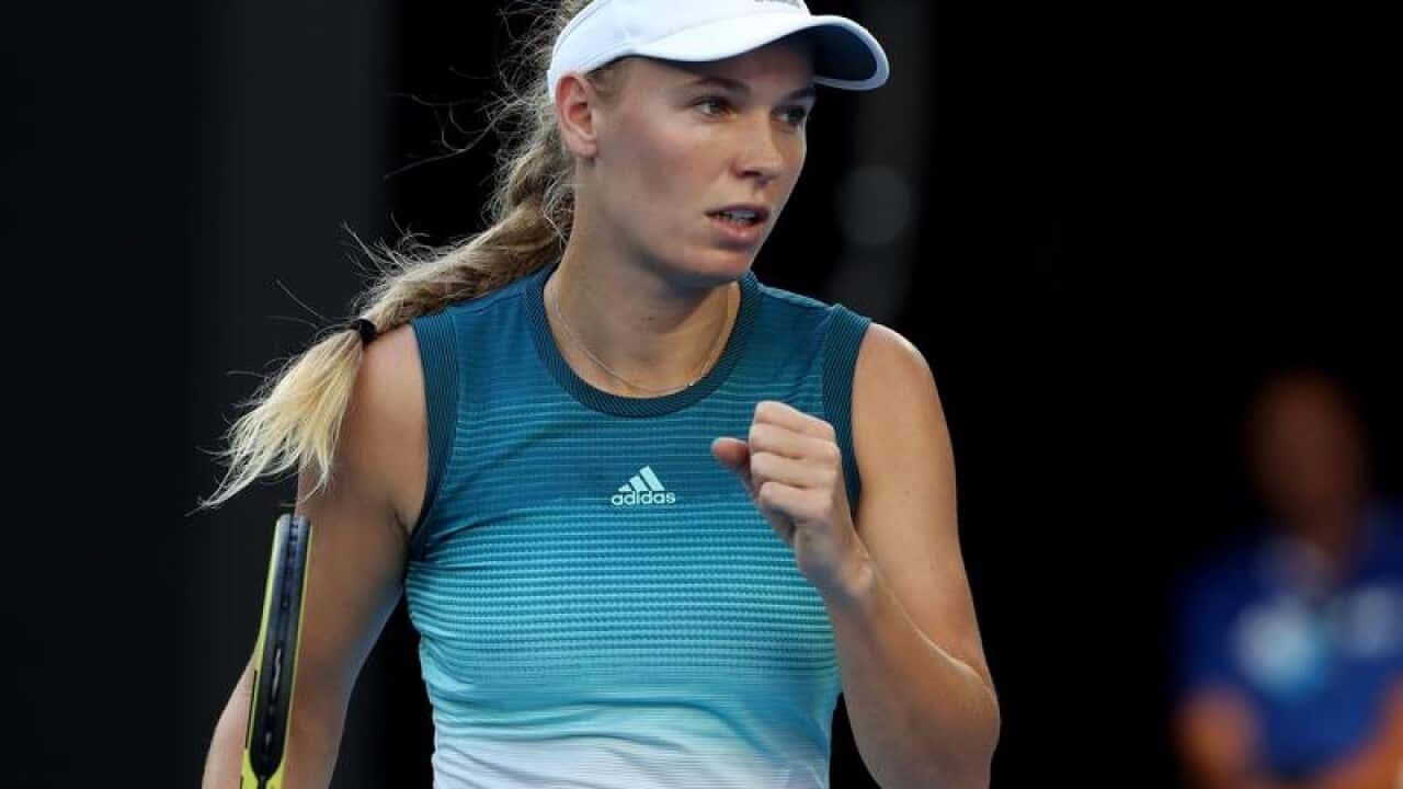 Caroline Wozniacki of Denmark in action