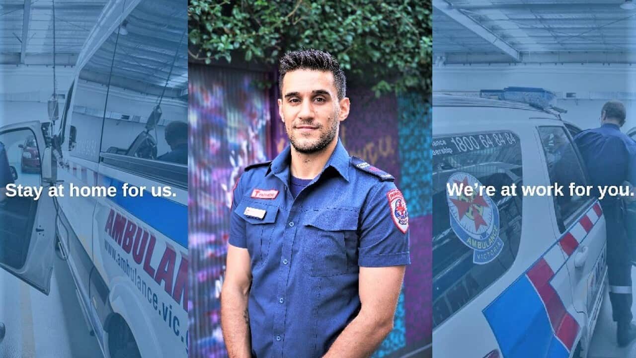 Ambulance Victoria paramedic Nathaniel Zahariou.