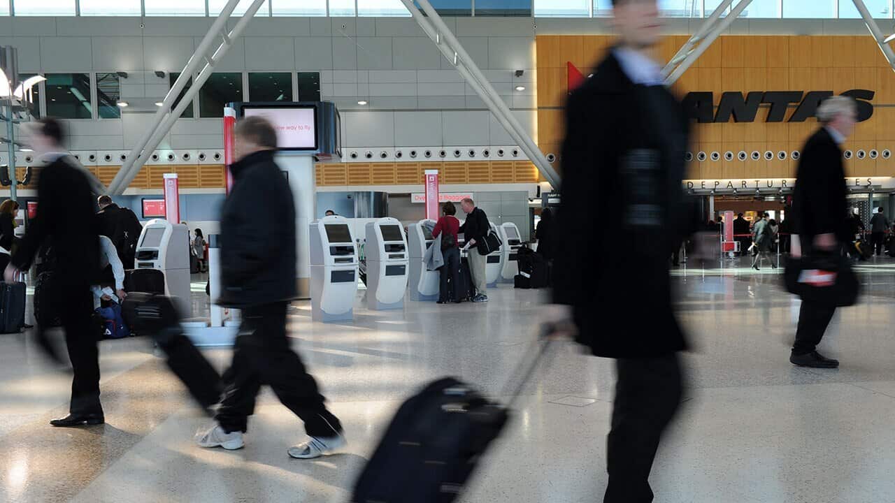 A file photo of passengers at the Qantas Domestic Terminal at Sydney Airport.