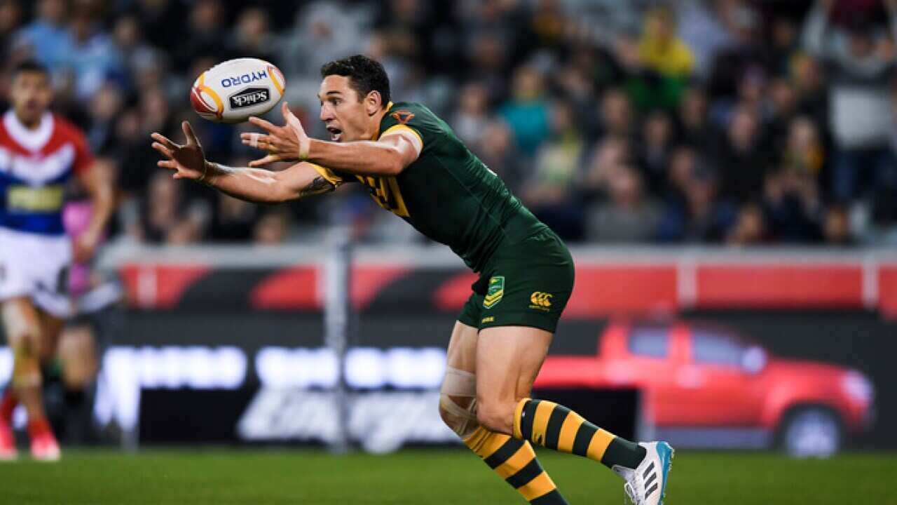Billy Slater of the Kangaroos during the Rugby League World Cup Group A match between France and Australia.