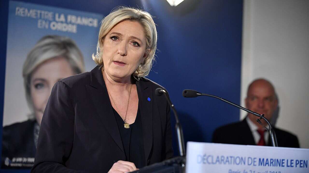 French presidential election candidate for the far-right Front National (FN) party, Marine Le Pen at her campaign headquarters in Paris, France