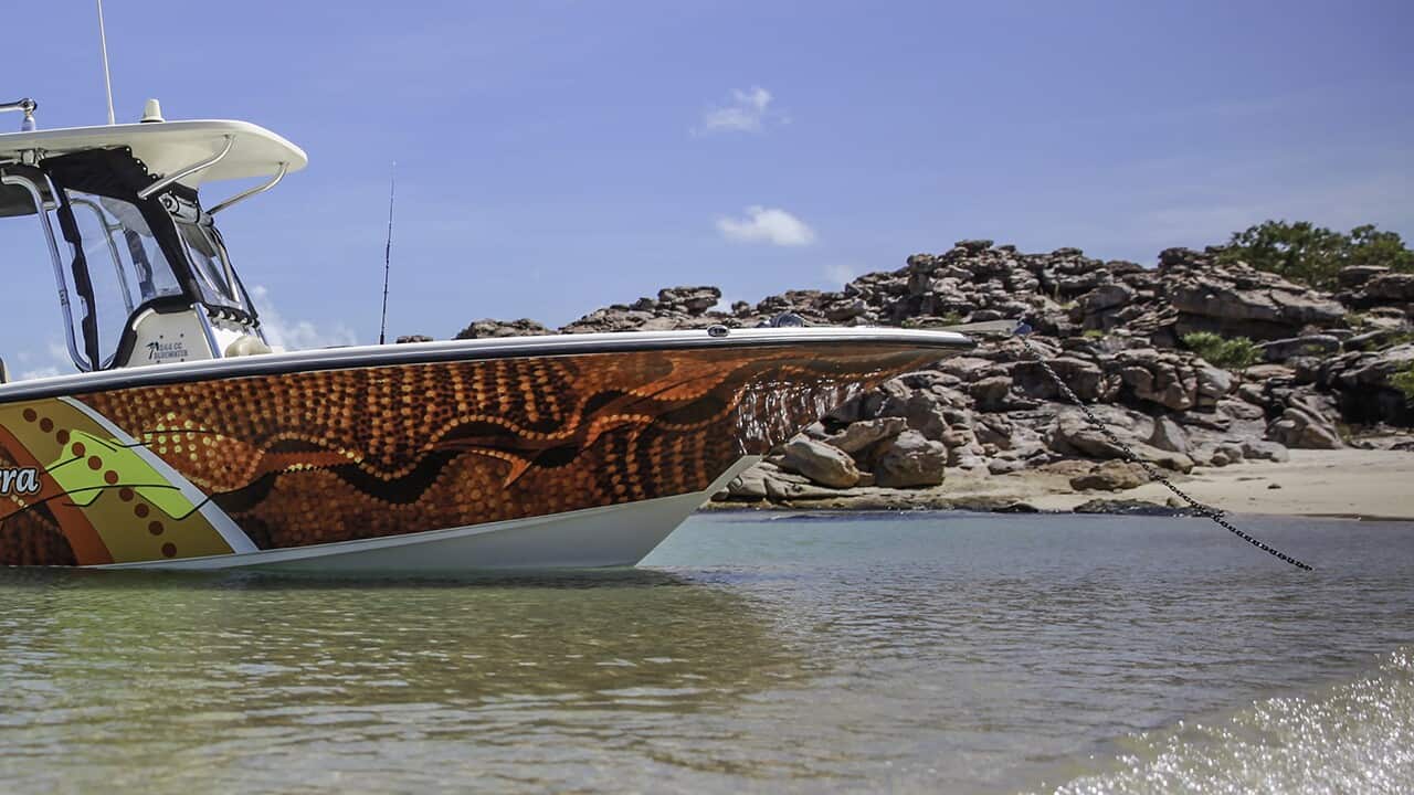A fishing boat on the beach
