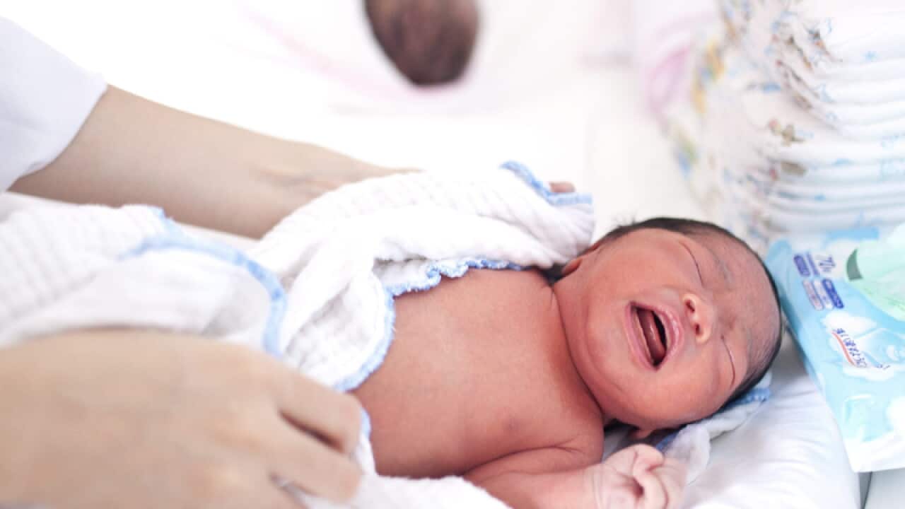 A baby in hospital.