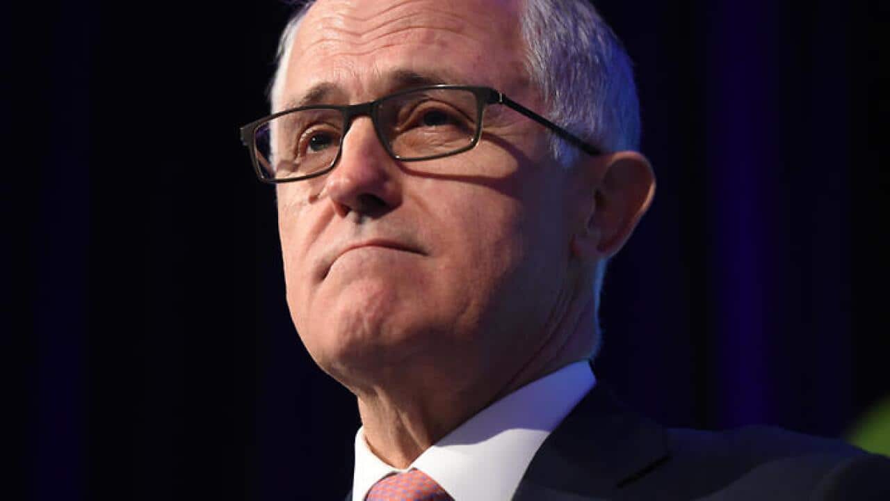 Prime Minister Malcolm Turnbull addresses the NSW Liberal State Council in Sydney, Saturday, Oct. 22 2016. (AAP Image/Dean Lewins) NO ARCHIVING