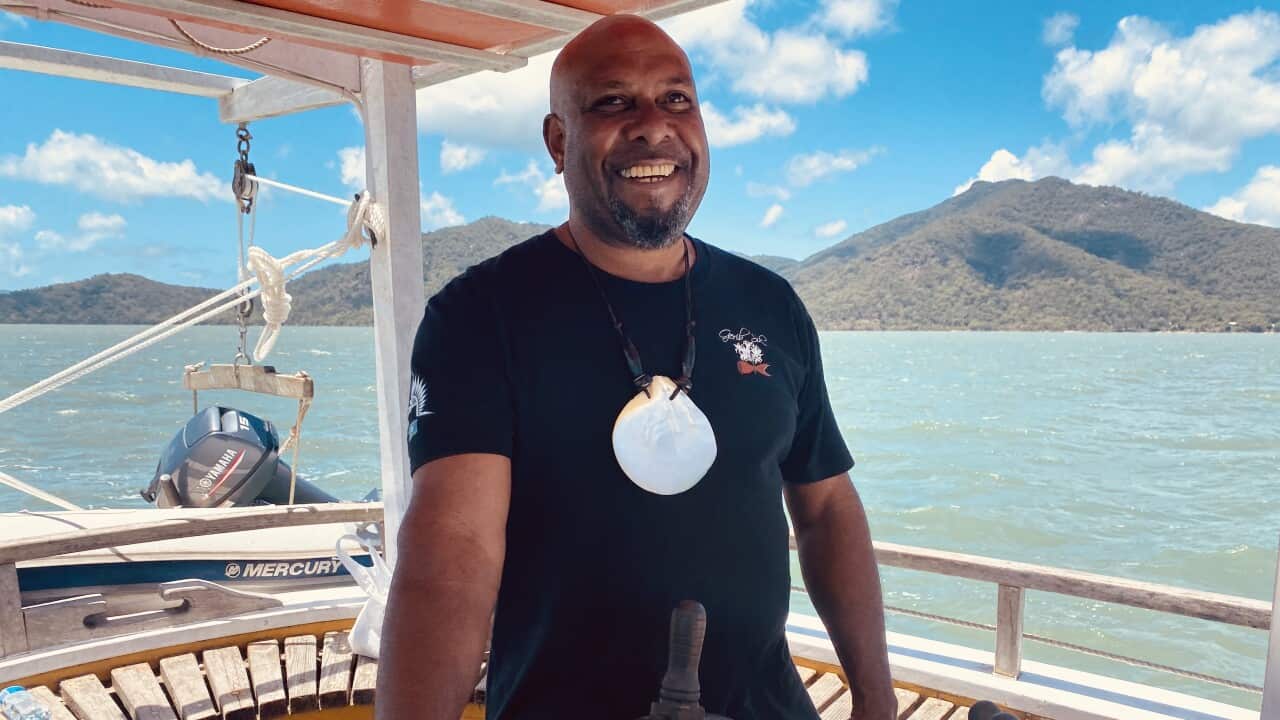 Noel Zaro aboard the pearl lugger