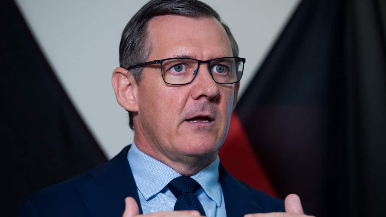 NT Chief Minister Michael Gunner addresses reporters after delivering the Northern Territory's 2021-22 budget to parliament in Darwin, Tuesday, May 4, 2021. (AAP Image/Aaron Bunch) NO ARCHIVING
