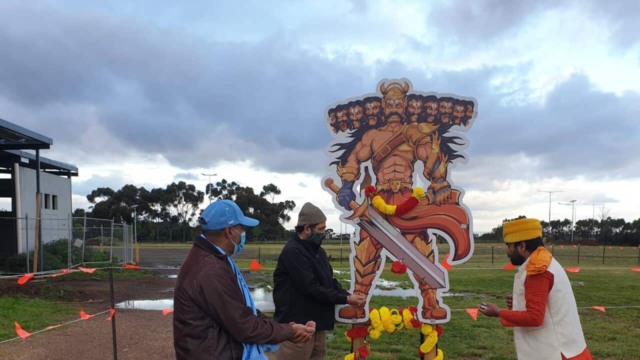 Scaled-down Dushera celebrations at Melbourne's Sri Durga Temple.