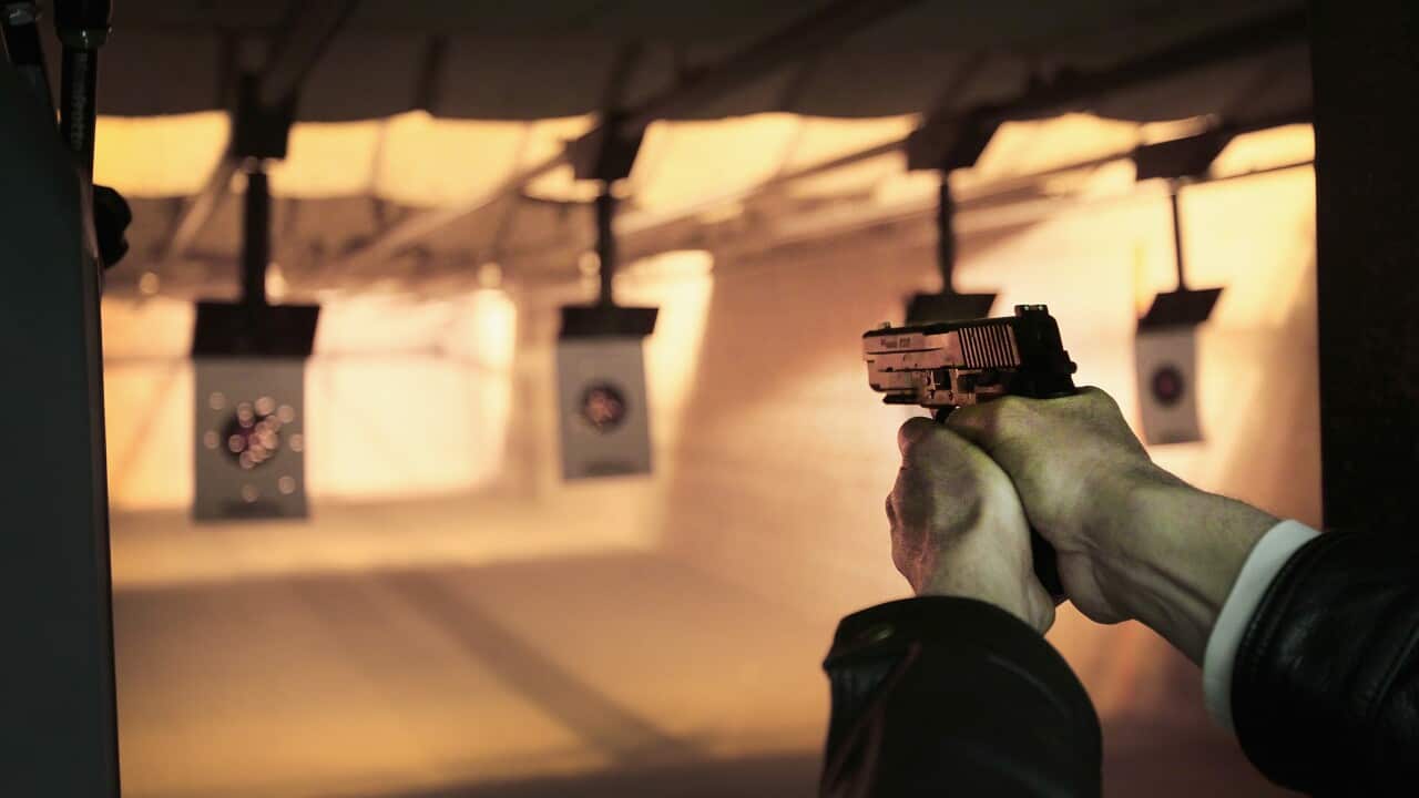 Man fires gun down range