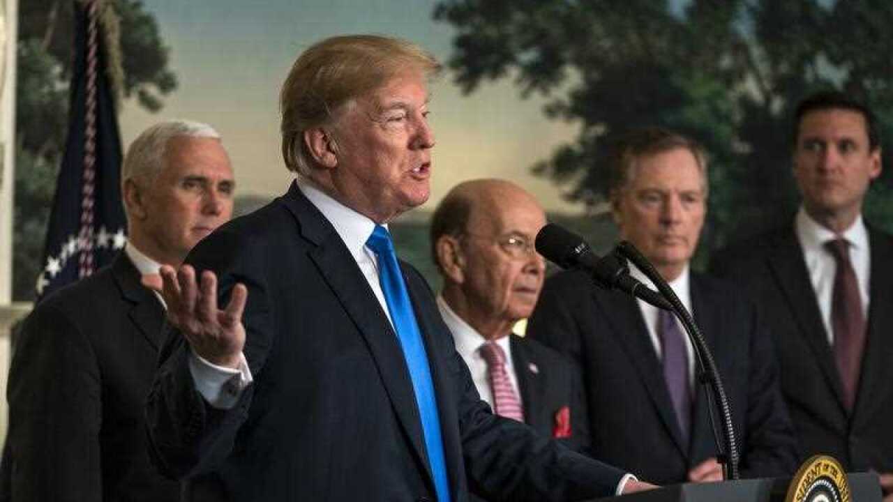US President Donald J. Trump speaks before signing a presidential memorandum targeting what the White House termed 'China's economic aggression'