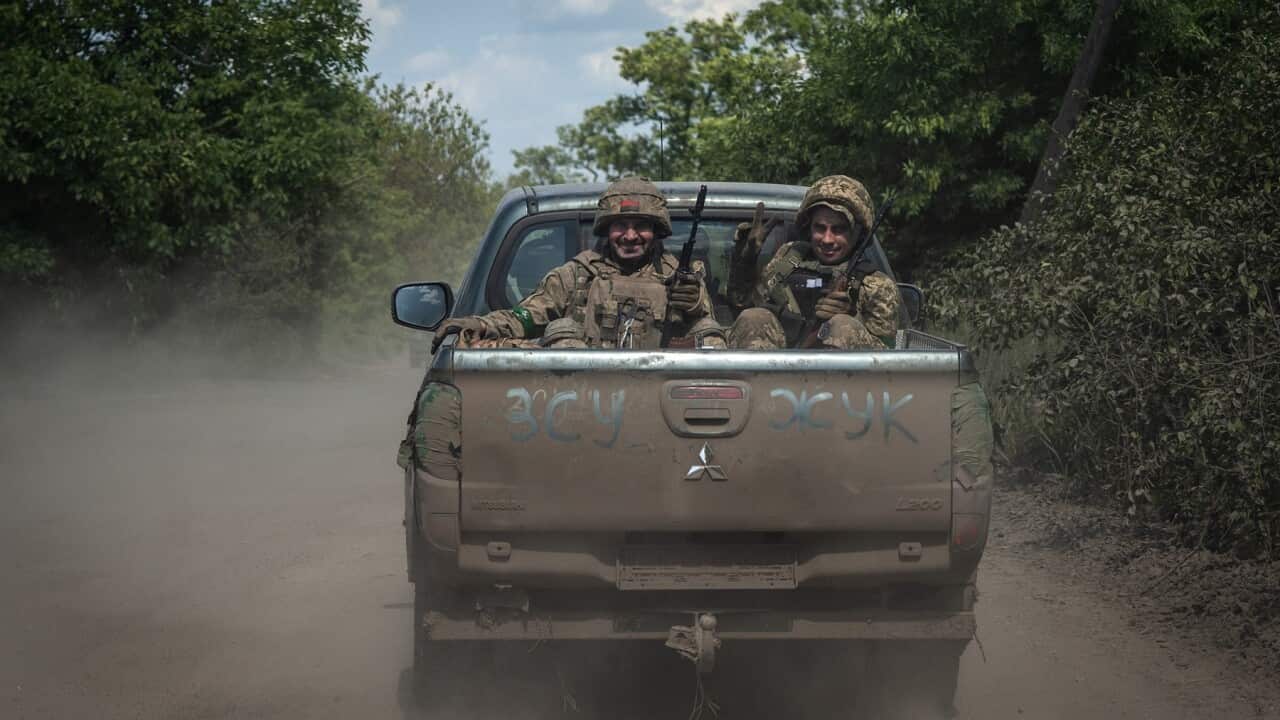 Ukrainian soldiers on the frontline near Bakhmut, the site of fierce battles with Russian troops in the Donetsk region, Ukraine