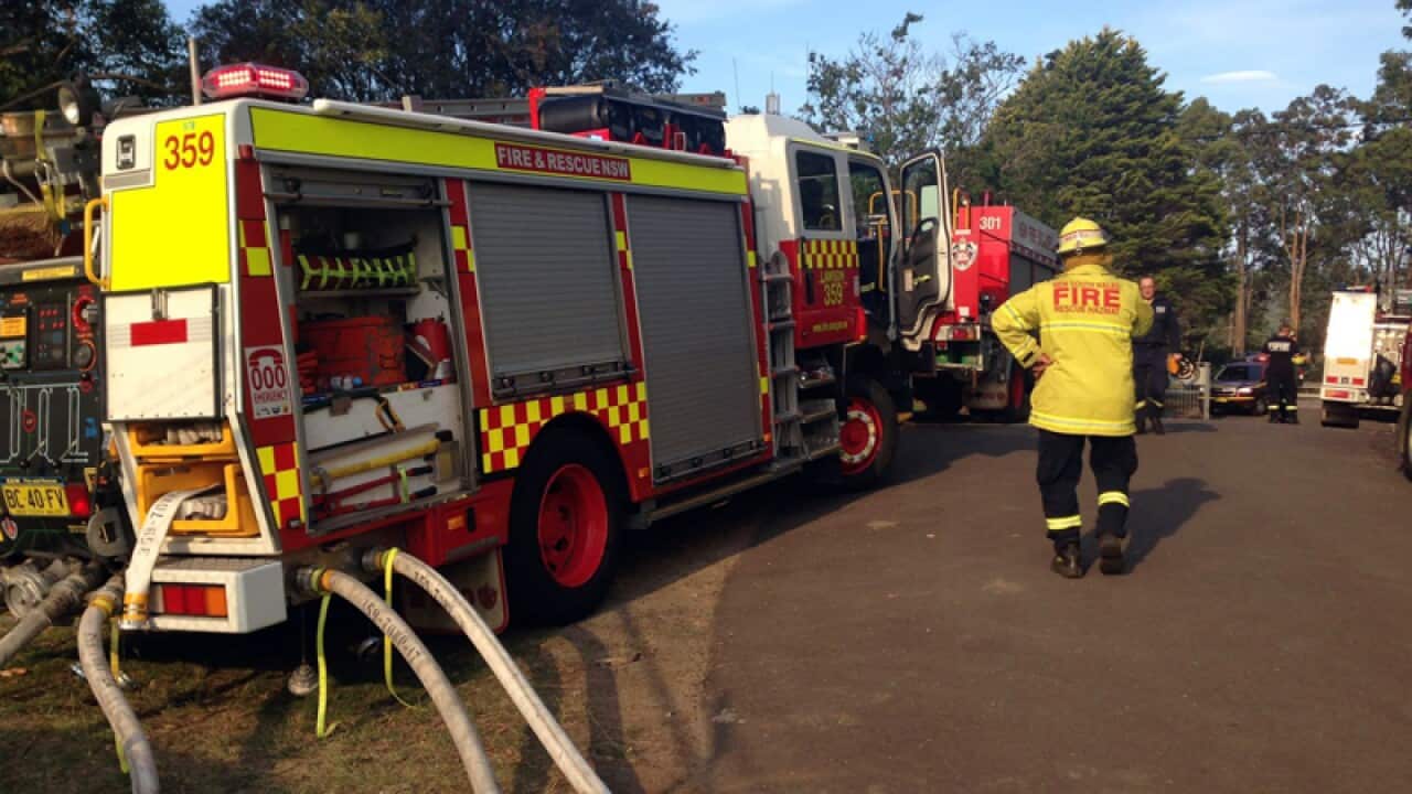 Firefighters at the Blaxland-Warrimoo area in the lower Blue Mountains