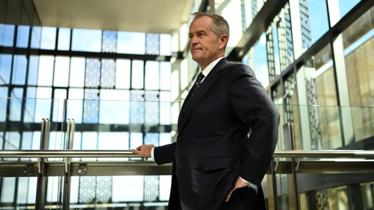 Bill Shorten speaks to the media at the Cancer Centre at Canberra Hospital