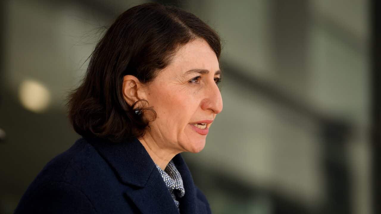 NSW Premier Gladys Berejiklian addresses media during a press conference in Sydney