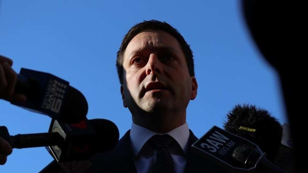 Victorian Leader of the Opposition Matthew Guy speaks to the media.