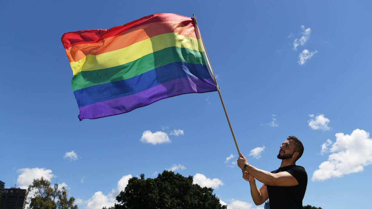 Un'immagine di una manifestazione in Australia in favore dei diritti della comunità LGBTQI+