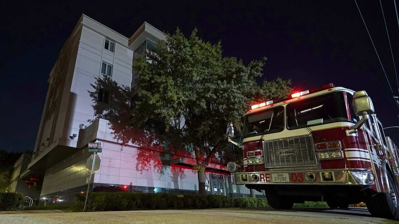 A firetruck outside the Chinese Consulate in Houston on Wednesday.