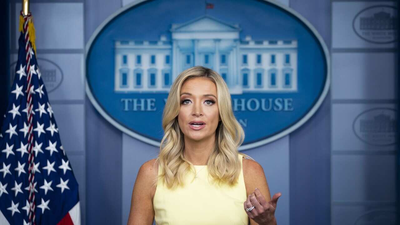 Kayleigh McEnany, White House press secretary, speaks during a news conference in the James S. Brady Press Briefing Room at the White House in Washington, DC, USA, 16 July 2020. EPA/Al Drago / POOL