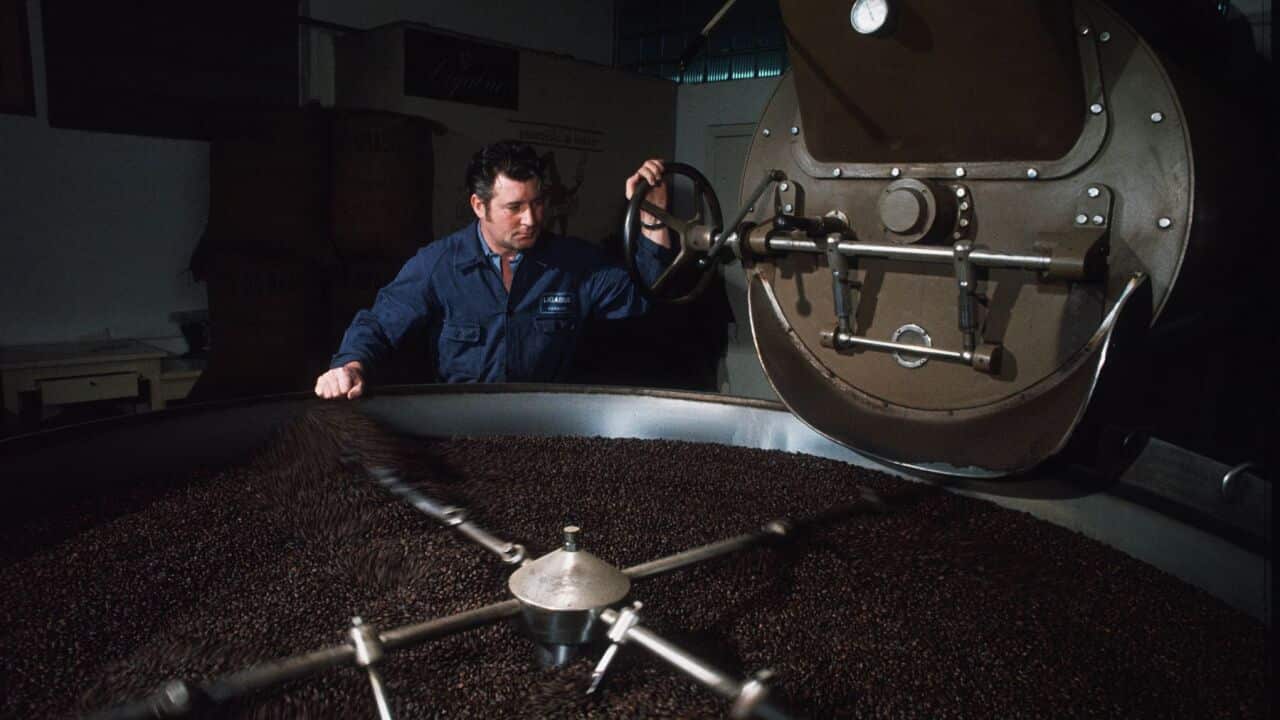A coffee roasting machine at Liabue, Venice, Italy. Photo by David Lees/Corbis/VCG via Getty Images