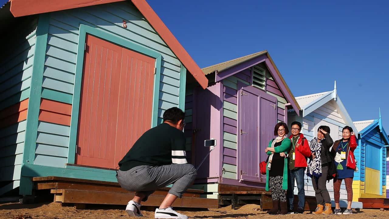 Tourists Discover Brighton Beach Bathing Boxes