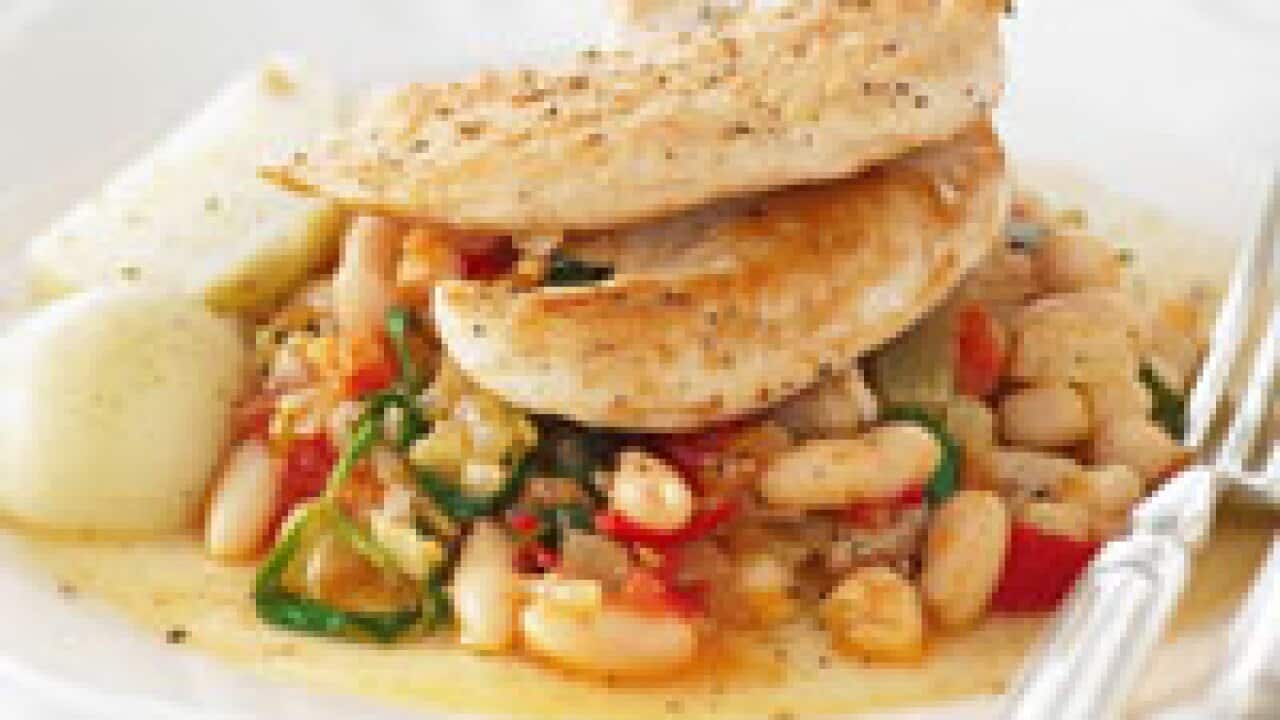 Italian chicken with tomato and bean stew