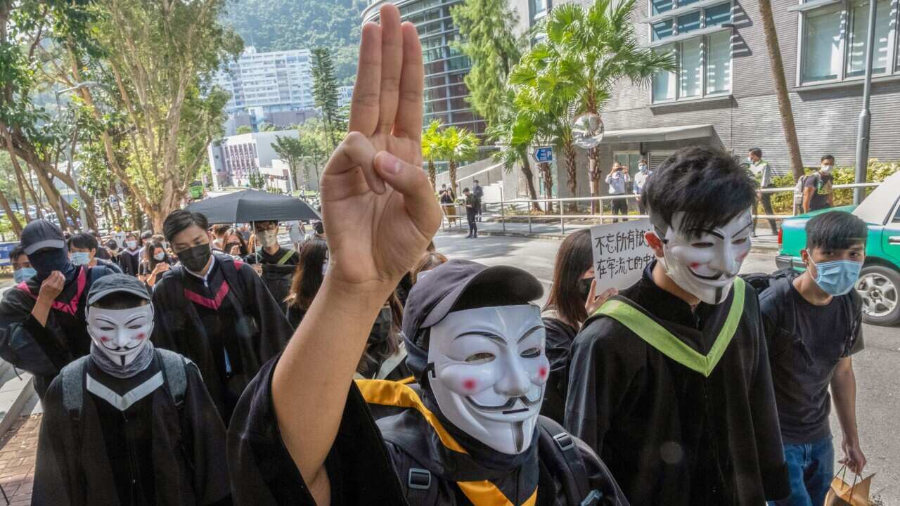 A pro-democracy protest at the Chinese University of Hong Kong (CUHK).
