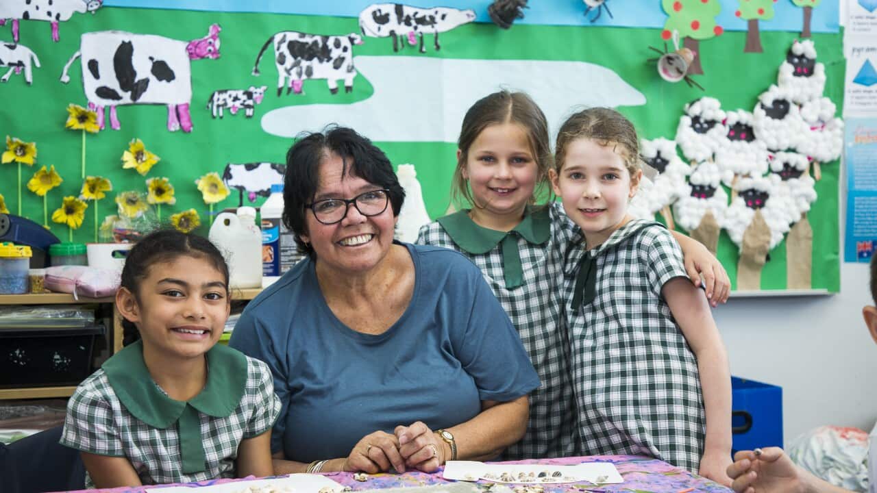 Aunty Maxine First Nations Cultural Educator with students