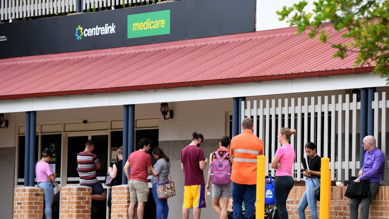 People lining up outside Centrelink