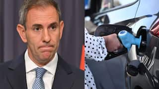 A composite pic of the treasurer and someone filling up at the petrol station