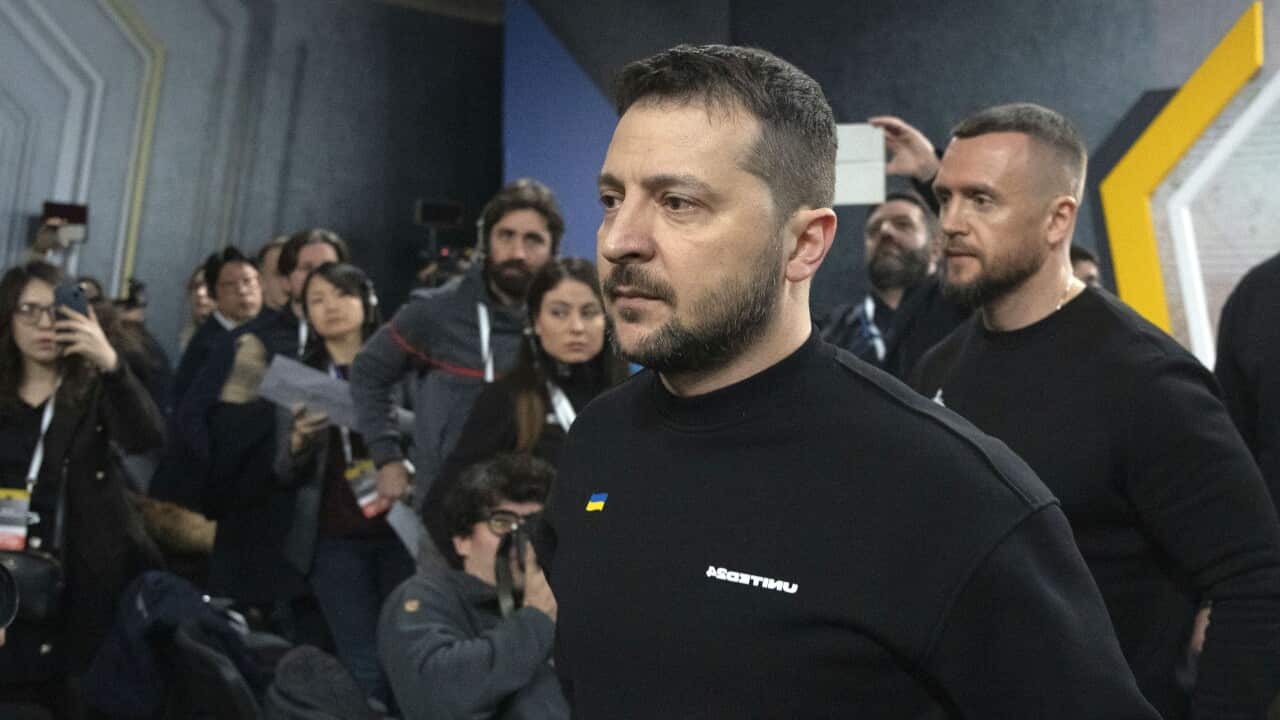 Ukraine's president after a press conference