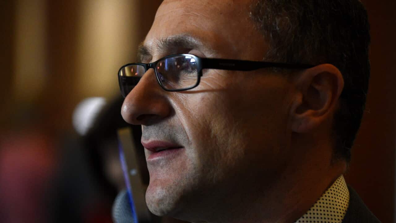Federal Greens leader Richard Di Natale at a press conference at Parliament House in Canberra,