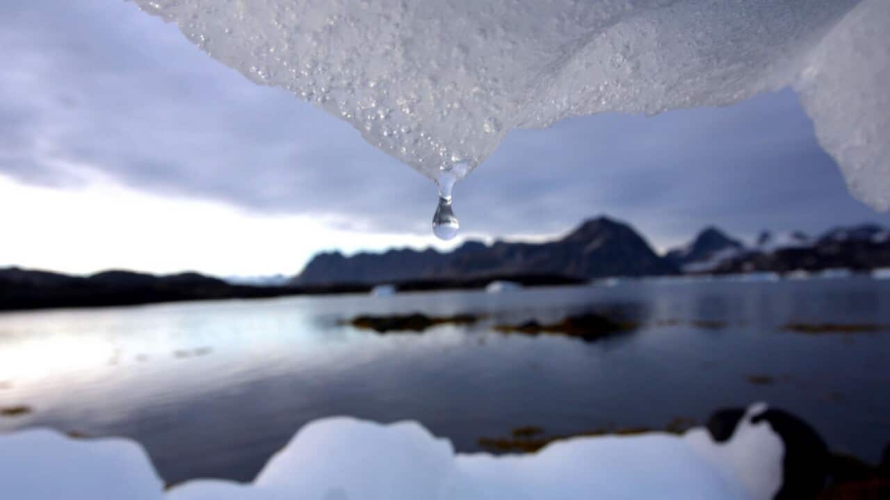 An iceberg melts in Kulusuk, Greenland near the Arctic circle