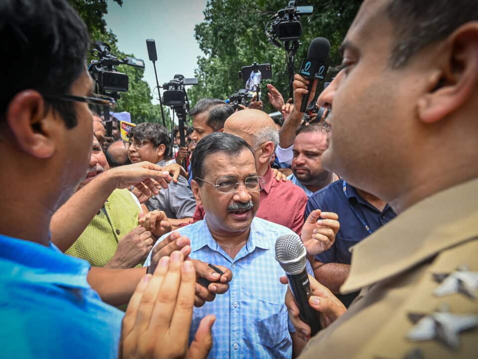 India: AAP National Convenor Arvind Kejriwal Leads Protest March Against The Ethanol-Blended Petrol Policy