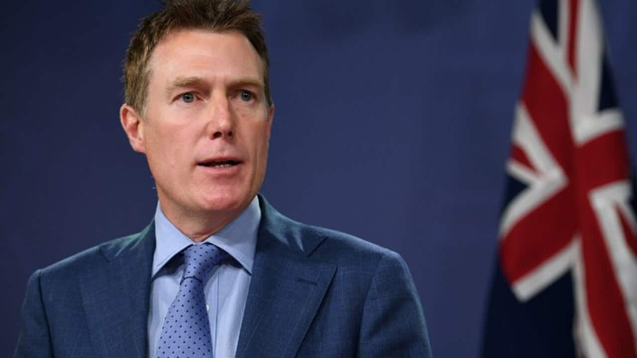Attorney-General Christian Porter addressing the media