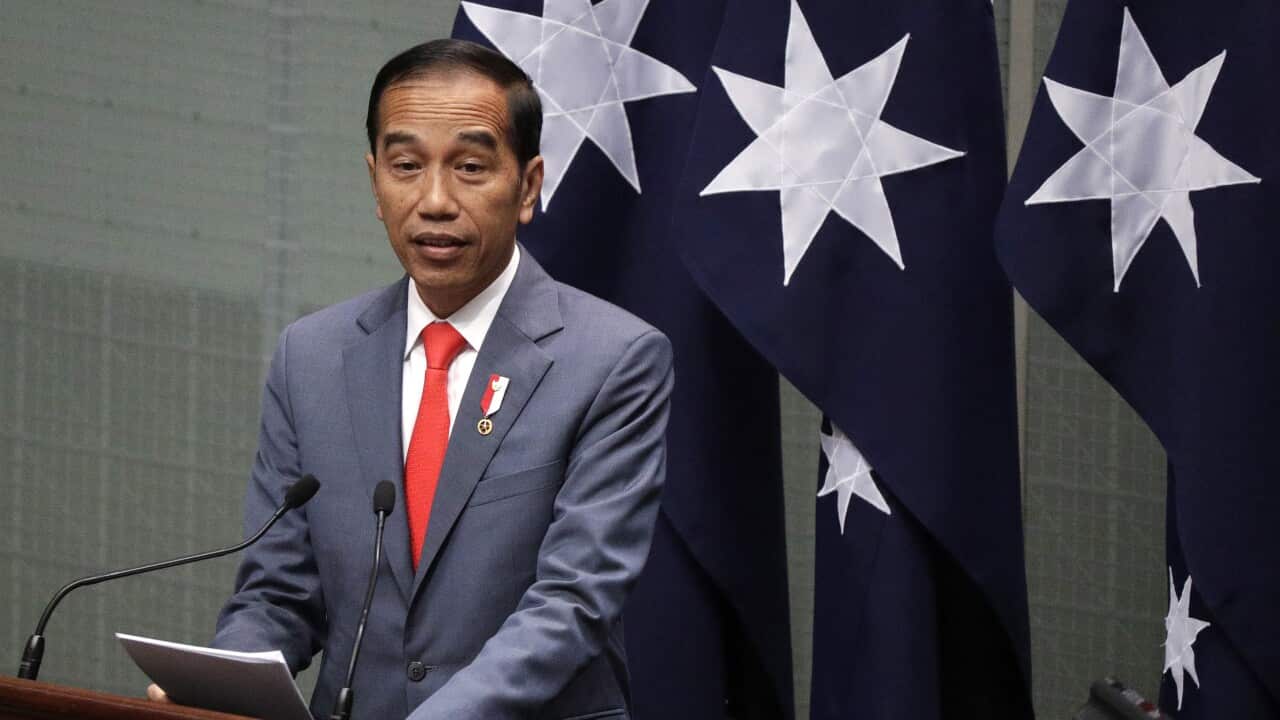 Indonesian President Joko Widodo addresses Parliament in Canberra.