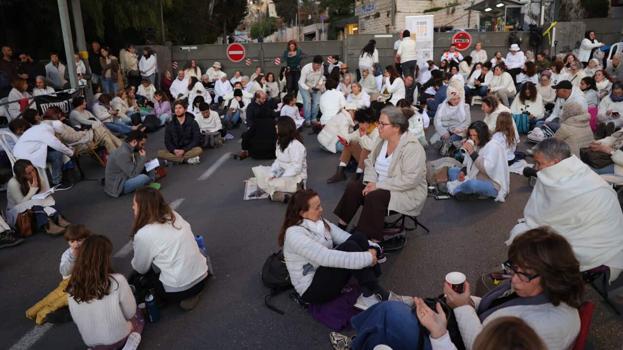 Protesters calling for release of Israeli hostages held by Hamas