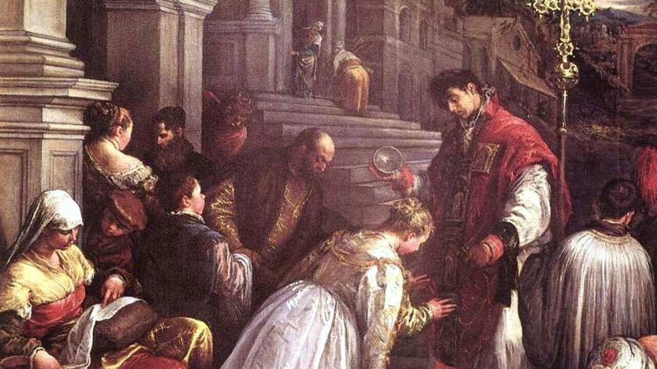 St Valentine baptizing St Lucilla, Jacopo Bassano