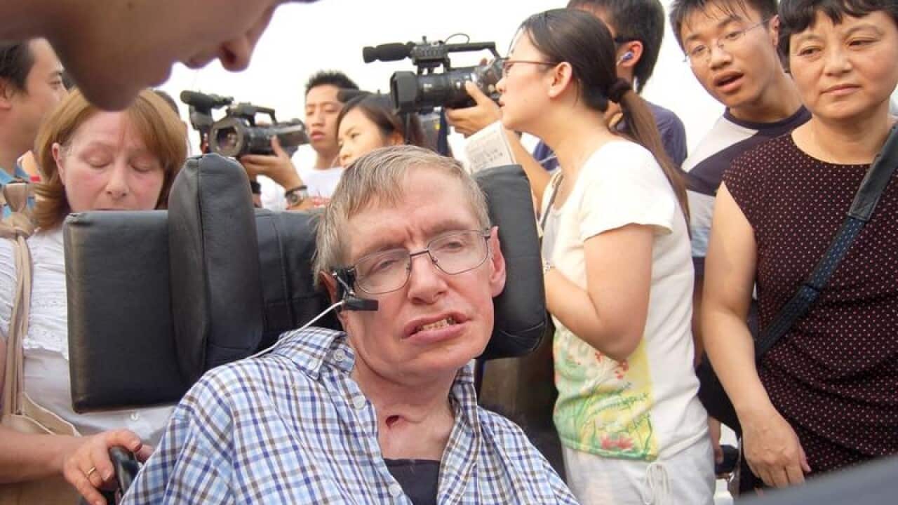 File image of Stephen Hawking visiting the Temple of Heaven in China.