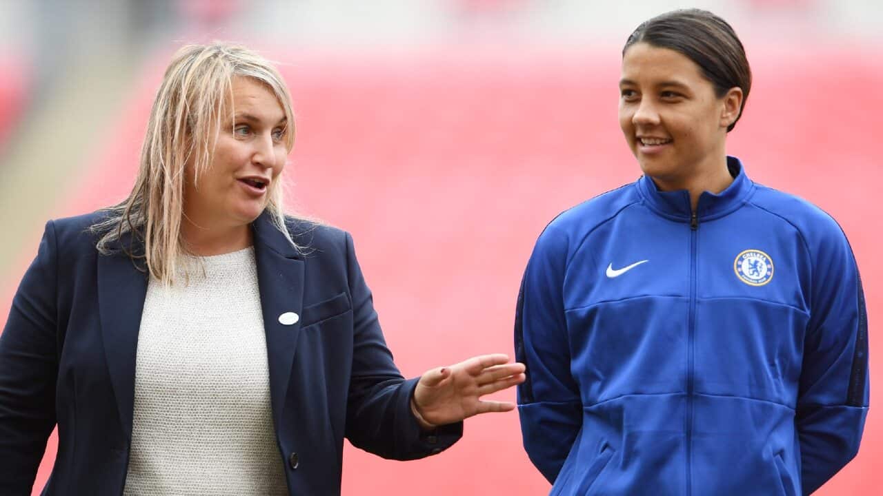 Chelsea Women manager Emma Hayes and Sam Kerr