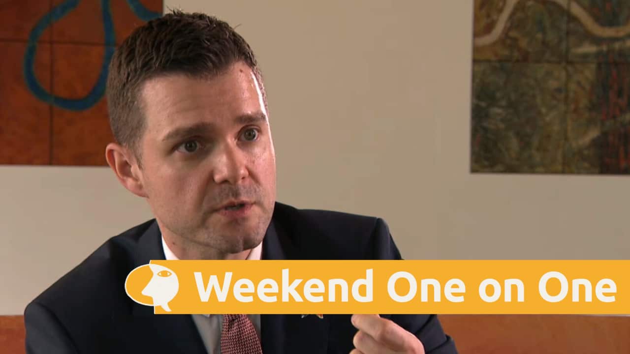 North Macedonian Foreign Minister in a business suit