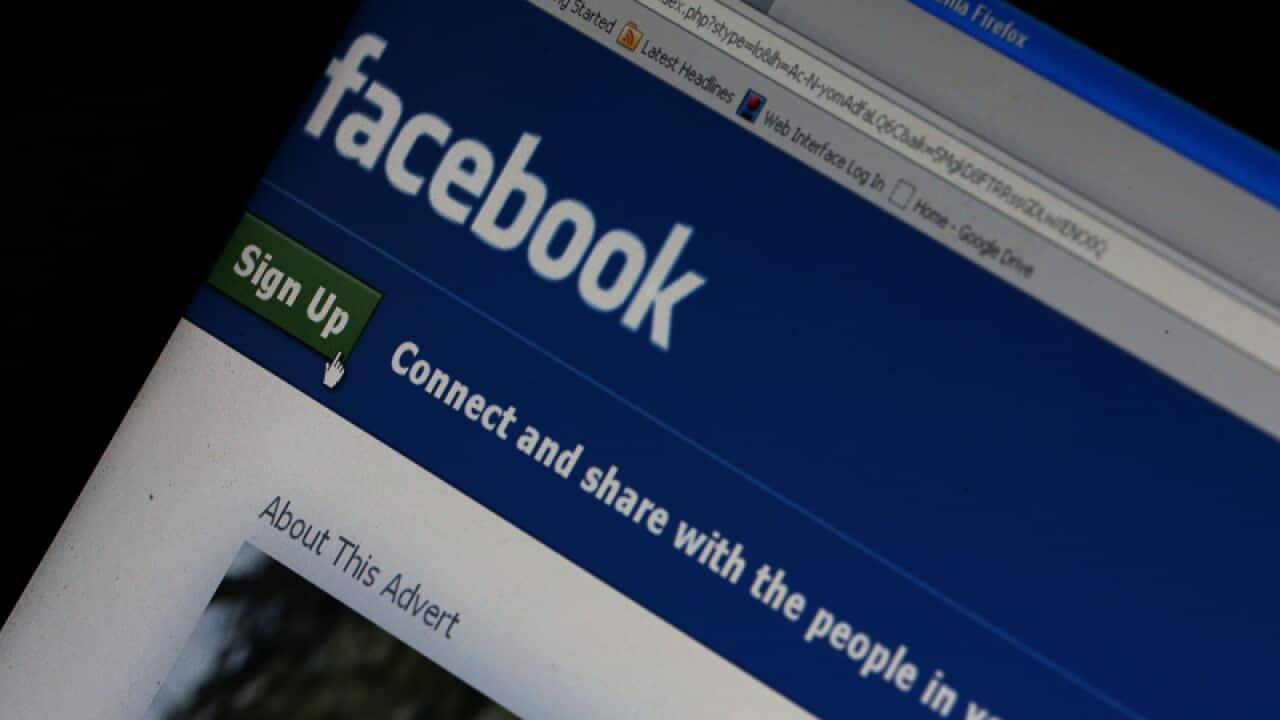 A general view of the Facebook home page.