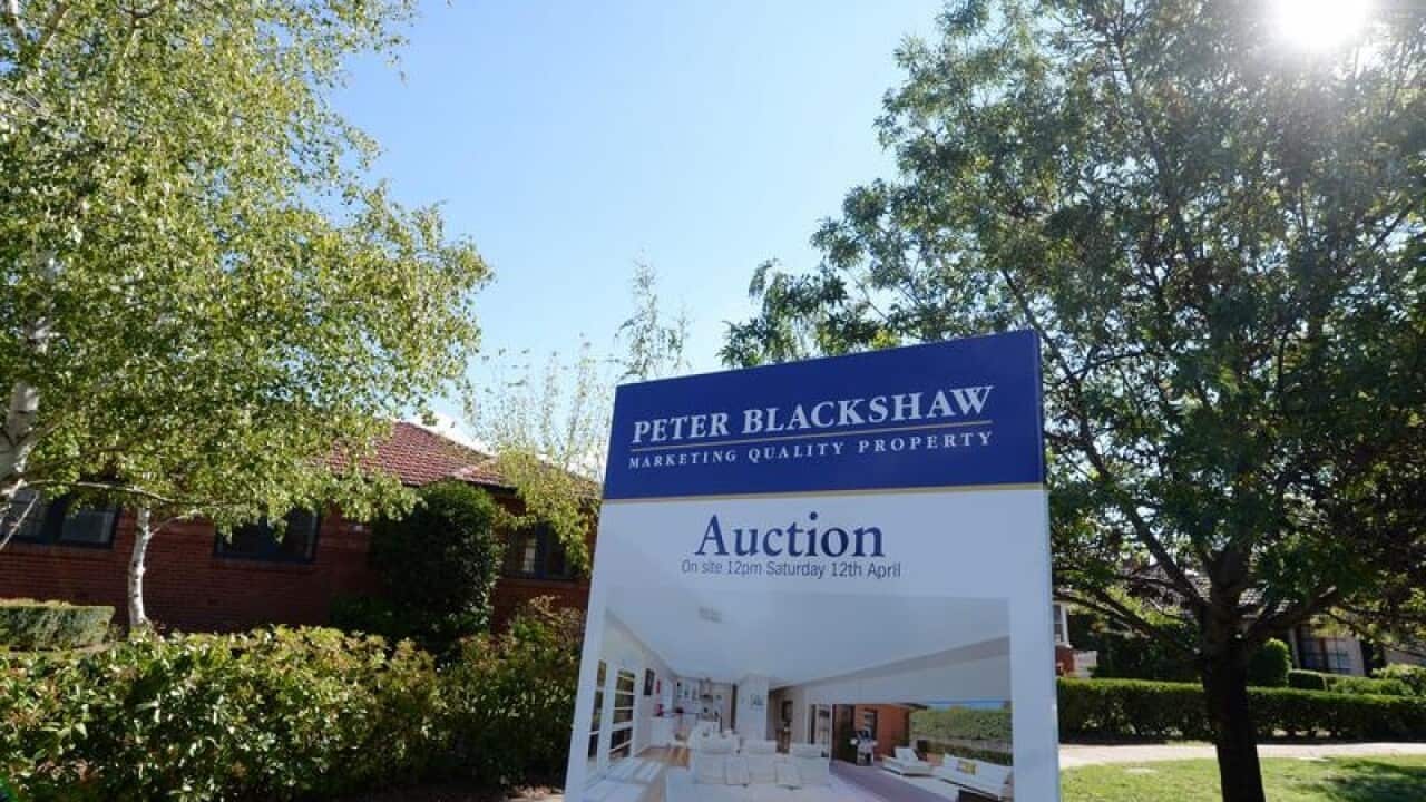 An auction sign in Canberrra.